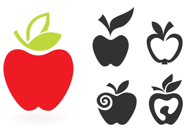 Conjunto de icono de manzana aislado sobre fondo blanco. Ilustración vectorial — Archivo Imágenes Vectoriales