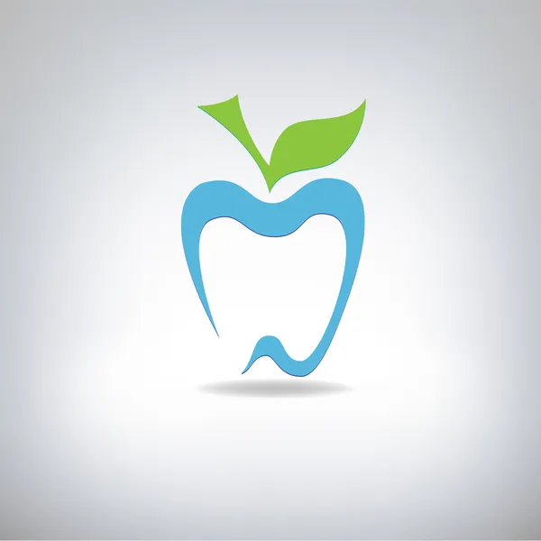 Силуэт зуба в виде яблока, векторная иллюстрация — стоковый вектор