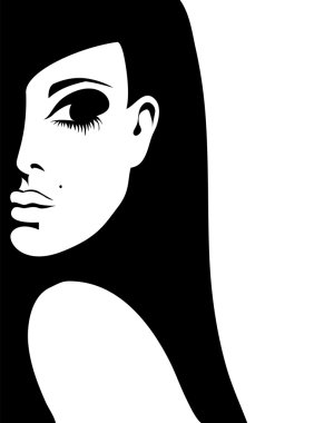 bir kadın beyaz bir arka planda vektör çizim silueti