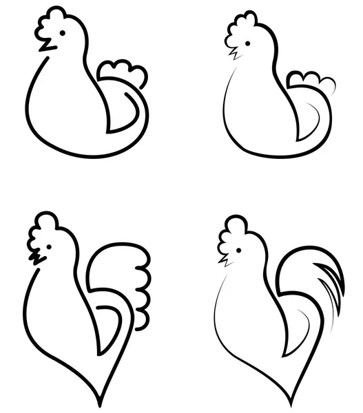 Dibuat ayam dan ayam pada latar belakang putih, vektor ilustrasi Stok Vektor