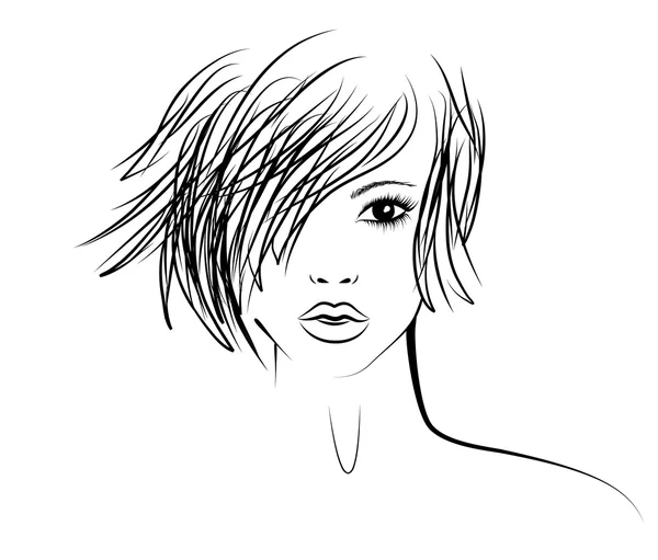 有一个时尚的发型，时装插画女孩 — 图库矢量图片