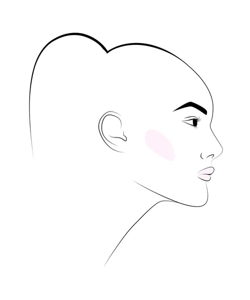 Bosquejo de la cabeza de la chica con pendiente en su oído, ilustración de la moda — Vector de stock