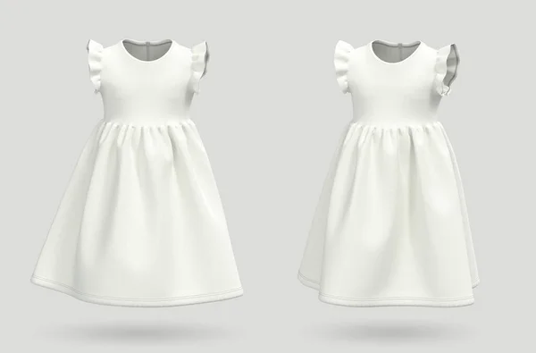 Robe bébé blanche sur fond gris. rendu 3d, illustration 3d — Photo