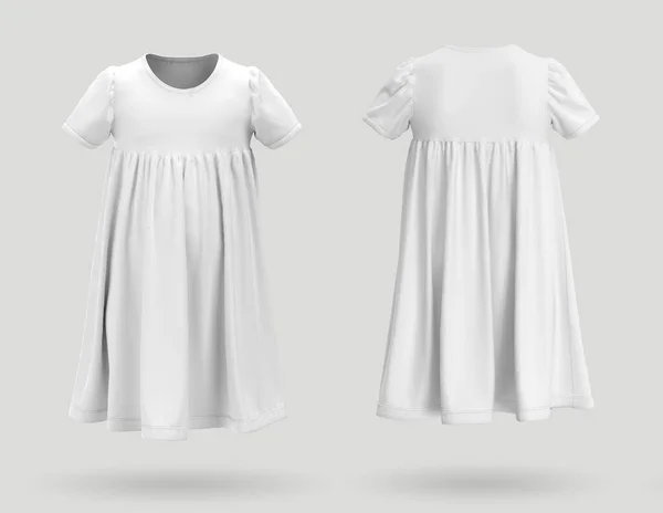 Vestido de bebé blanco sobre un fondo gris. representación 3d, ilustración 3d —  Fotos de Stock