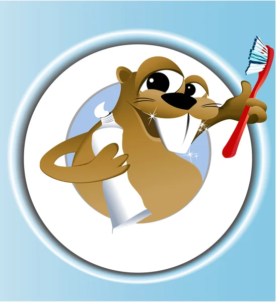Beaver nettoyage des dents — Image vectorielle