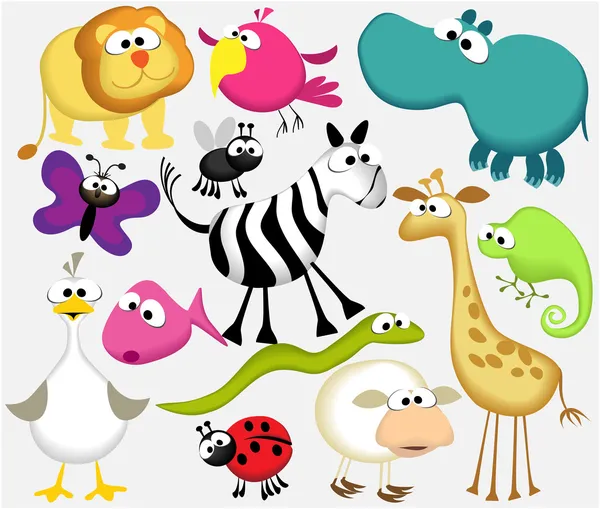 Animali dei cartoni animati divertenti — Vettoriale Stock