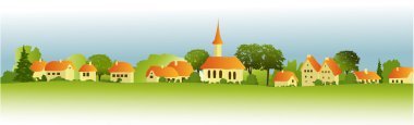 Rural landscape with little town clipart