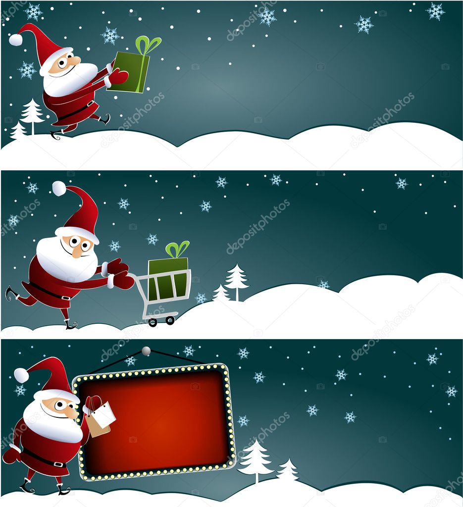 Christmas banners with Santa Claus