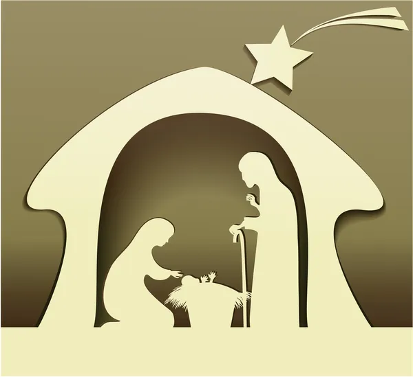 Presepe con Sacra Famiglia — Vettoriale Stock