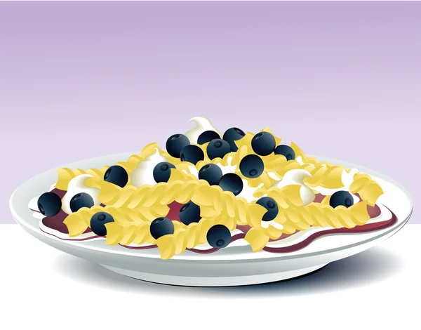 Pasta with blueberries — Stock Vector