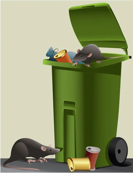 Tikus di tempat sampah - Stok Vektor