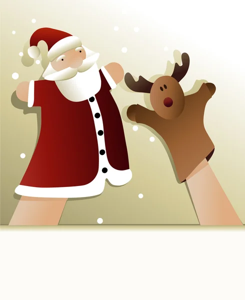 Kerstmis puppet show met santa claus — Stockvector