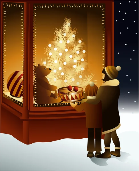 Navidad tienda de magia ventana — Vector de stock