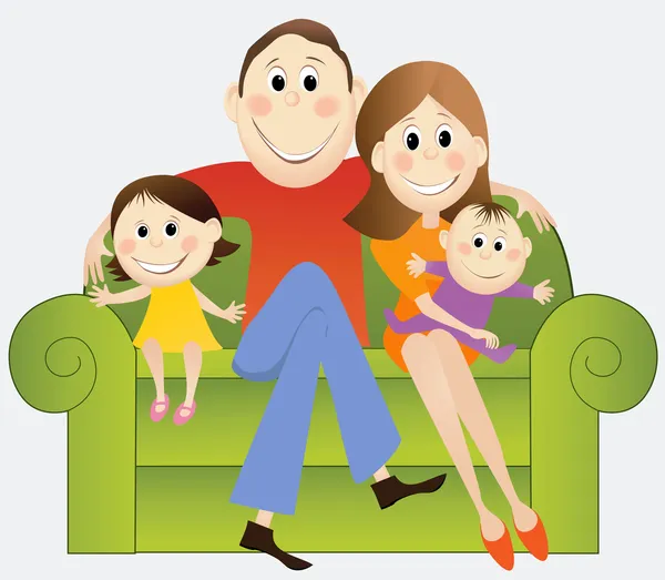 Dessin animé famille heureuse — Image vectorielle