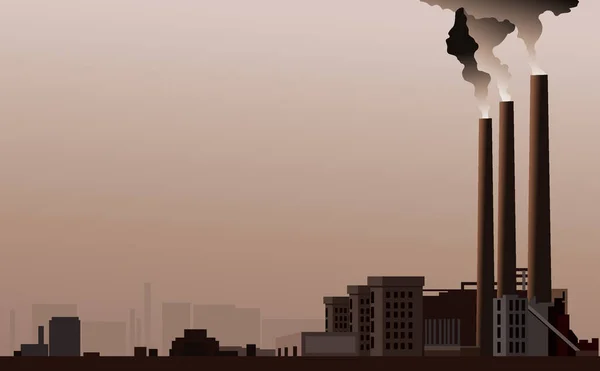 工厂烟囱向空气中排放污染物 — 图库矢量图片