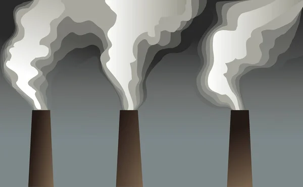 Factory Chimneys Emitting Pollutants Air — Stock Vector