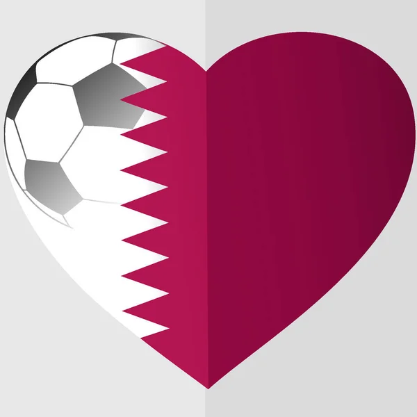 Heart Symbol Qatar Flag Soccer Pattern — Stock Vector