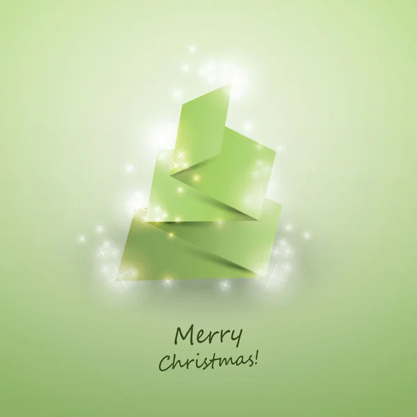 Cartão de árvore de Natal Origami —  Vetores de Stock