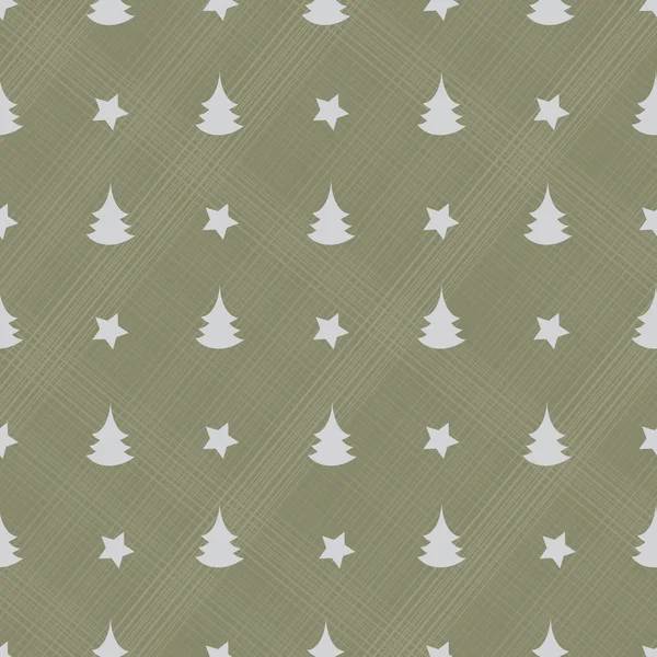 Seamless stars and pines background — Stock Vector