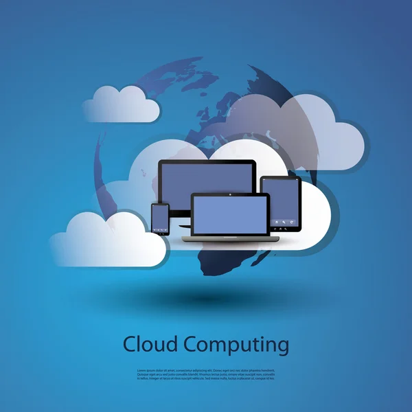 Concetto di cloud computing — Vettoriale Stock