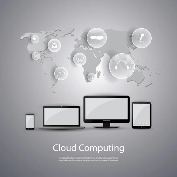 Koncept cloud computing — Stockový vektor