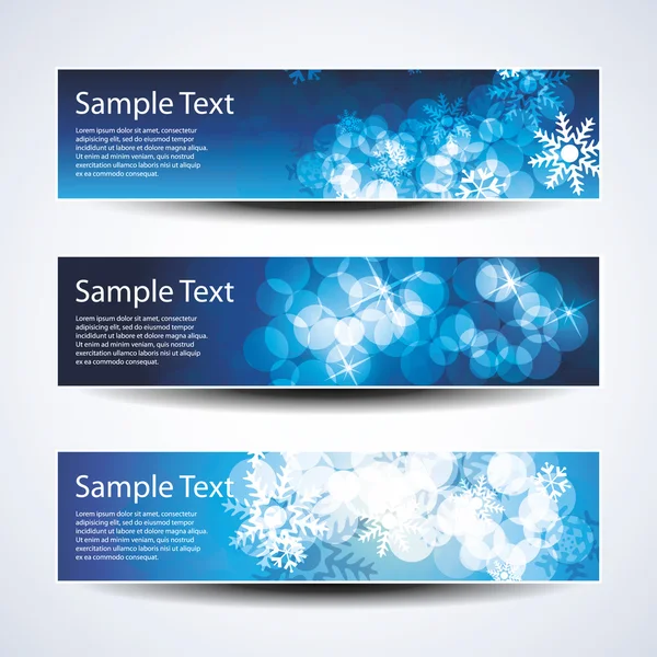 Set of horizontal Christmas or New Years banners — Stock Vector