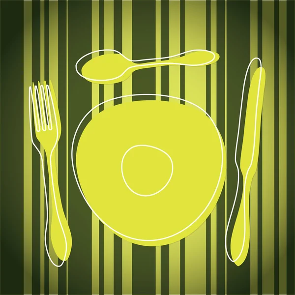 Cutlery and Plate — Stock Vector