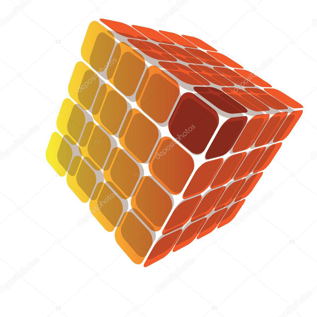 3D Cubic Puzzle Box Illustration