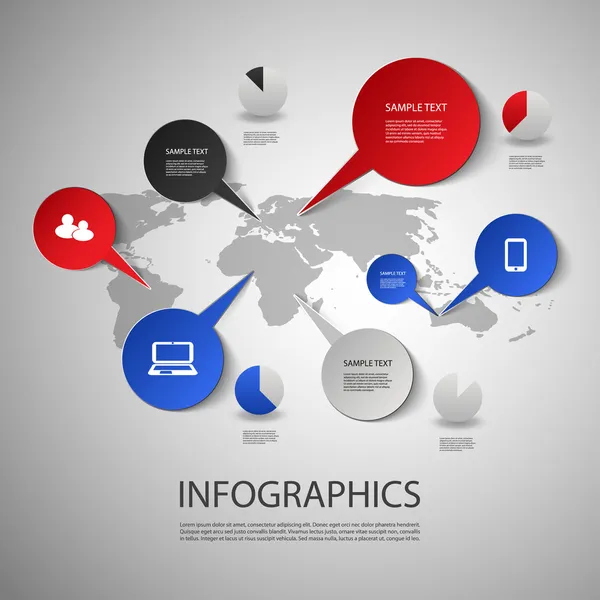 Diseño infográfico - Mapa e iconos — Vector de stock
