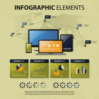 infografik elementlerin vektör kümesi