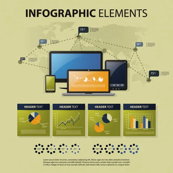 Conjunto vetorial de elementos infográficos — Vetor de Stock