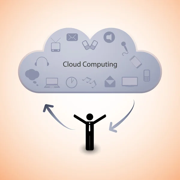 Concetto di cloud computing — Vettoriale Stock