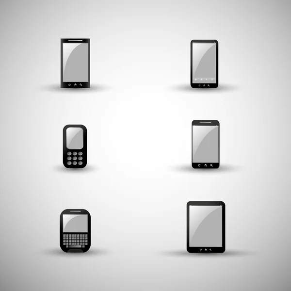 Ensemble de gadgets mobiles modernes et vintage — Image vectorielle