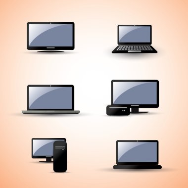 modern ve klasik pc ve dizüstü bilgisayar simgeleri