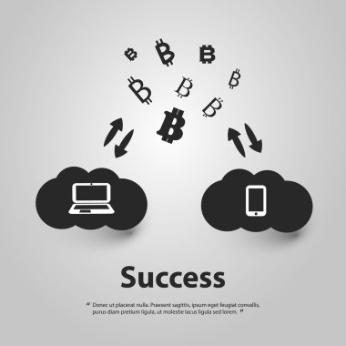 finansal başarı - bitcoin işareti tasarımlar illüstrasyon vektör.