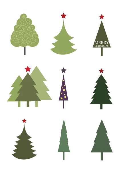 Collectie van kleurrijke christmas boom-iconen — Stockvector