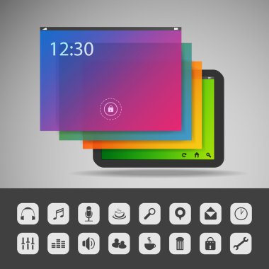 tablet katmanları ve simgeler - iş vektör çizim