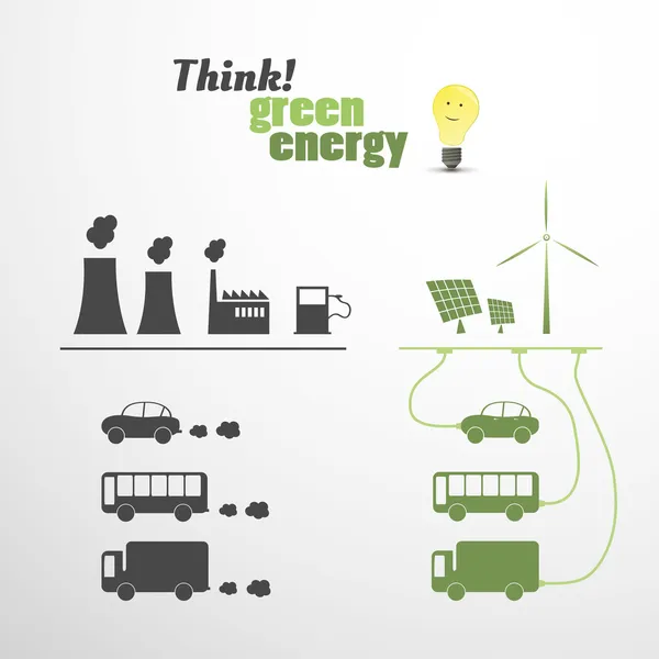Зеленая энергия - Эко-векторная иллюстрация — стоковый вектор