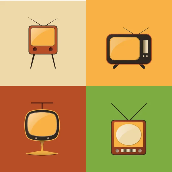 Иконы ретро-телевидения — стоковый вектор