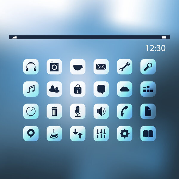 Icon Set On Abstract Background