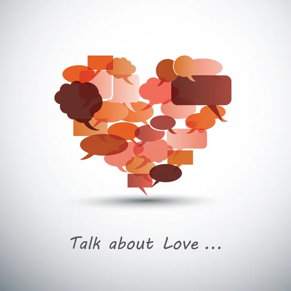 Разговор о любви - сердце из речевых пузырей — стоковый вектор