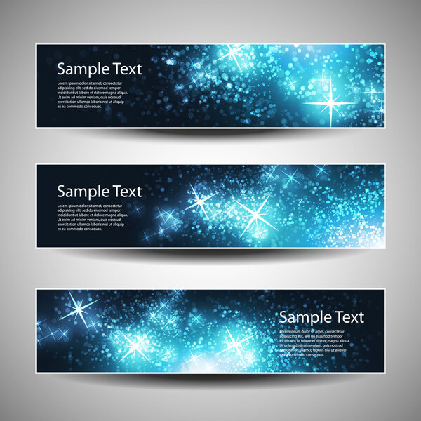 Set of horizontal Christmas or New Years banners