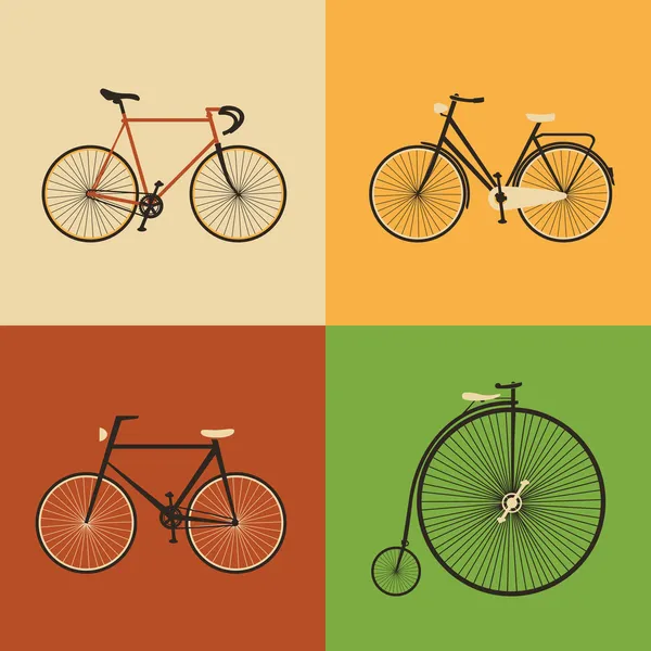 Ícones retro - Bicicletas — Vetor de Stock