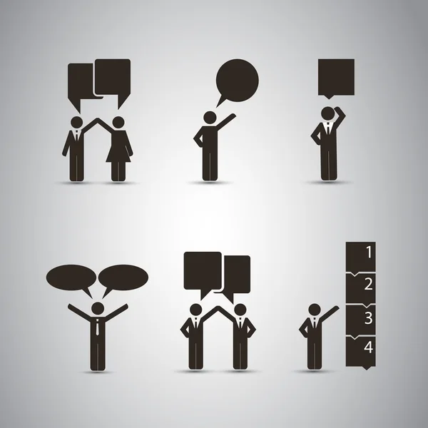 People's Icons with Speech Bubbles — Stock Vector