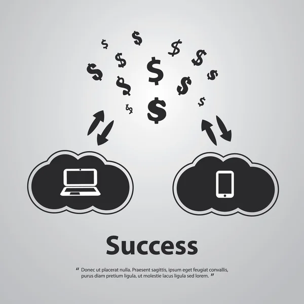 财务上的成功 — — 购买和出售在线-平面设计的观念 — 图库矢量图片