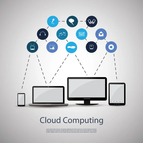 Concepto de computación en nube — Vector de stock