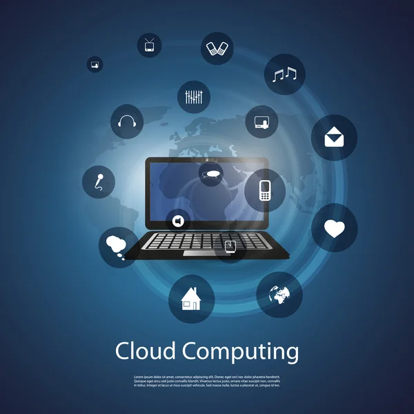 Koncept cloud computing — Stockový vektor