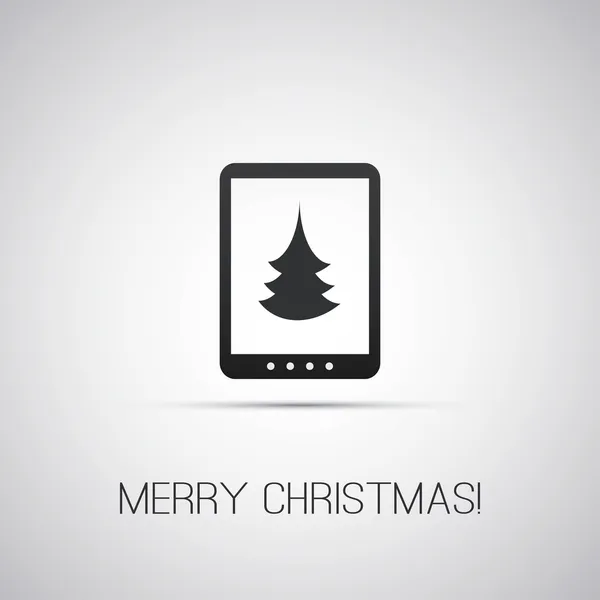 Christmas Card with Tablet or E-Book Reader — Stock Vector