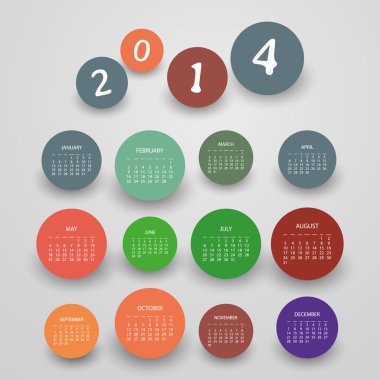 Takvim 2014 - vektör çizim tasarım