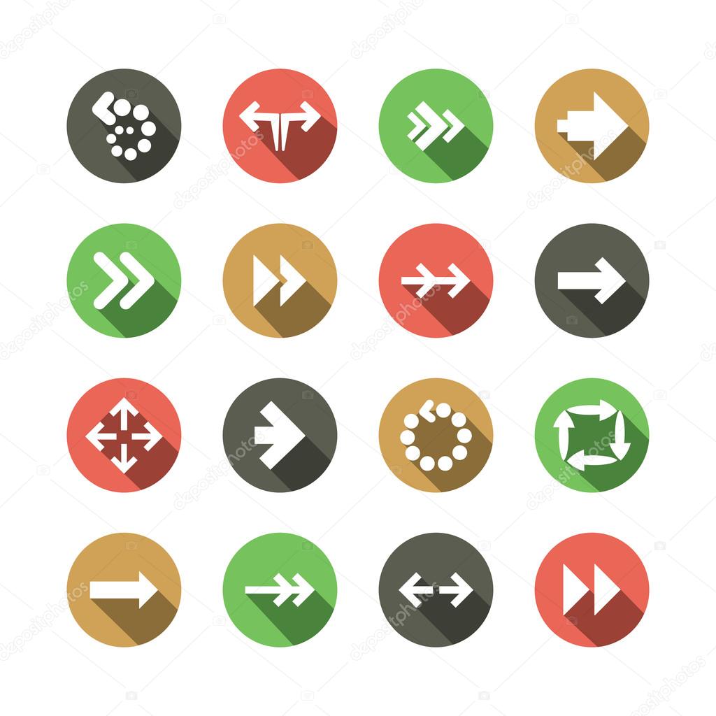 Set of Flat Arrow Icon Designs